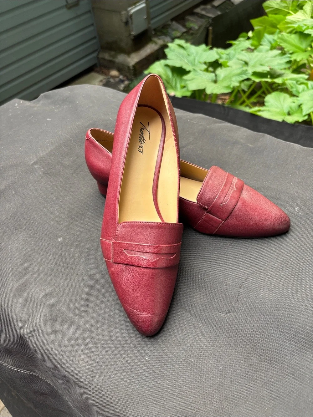 Trotters Women's Wine Pointed-Toe Leather Loafers